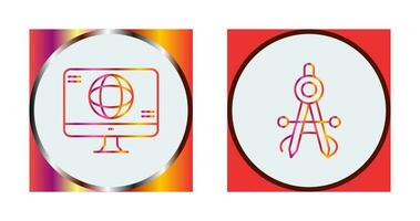 monitor and compass Icon vector