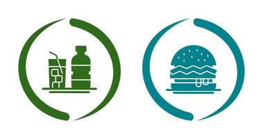 mineral agua y hamburguesa icono vector