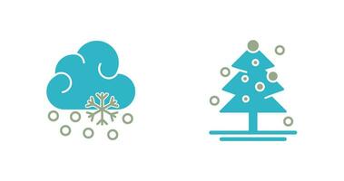 Snow Fall and Christmas Tree Icon vector