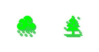 Snow Fall and Christmas Tree Icon vector