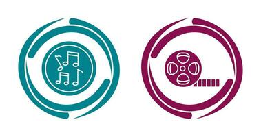 Musical Notes AND Film Reel Icon vector