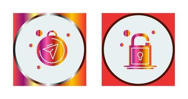 Compass and Open Lock Icon vector