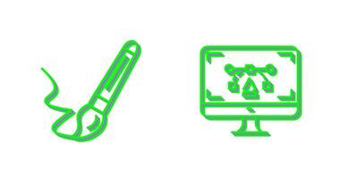 paint brush and desktop Icon vector