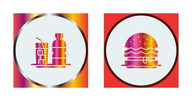 mineral agua y hamburguesa icono vector