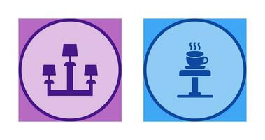 lámpara y café mesa icono vector