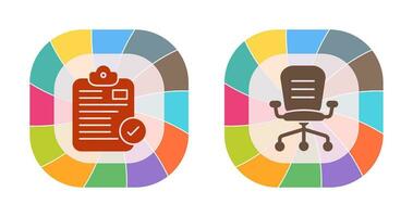 Secure Notepad and Office Chair Icon vector