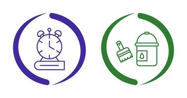 Paint Brush and Alarm Clock Icon vector