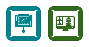 Line Graph and Conference video Call Icon vector