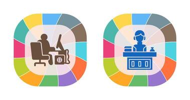 Computer Worker and Office Reception Icon vector