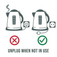 Unplug electronic devices not in use to reduce electricity consumption. Reducing energy consumption concept symbols vector