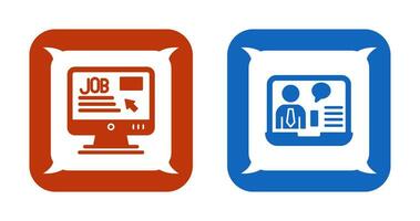 Online Job and Online Job Interview Icon vector
