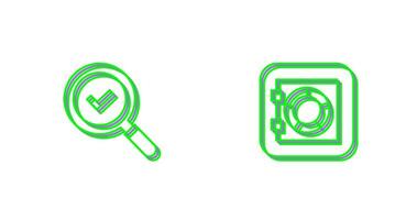 Magnifying Glass and Safe Box Icon vector