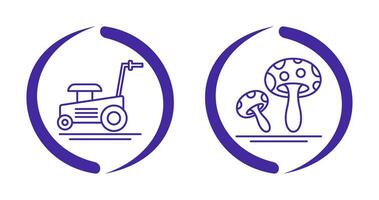 Lawn Mower and Mushroom Icon vector