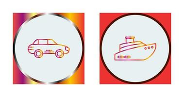 Car and Ship Icon vector