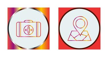 First Aid Kit and Map Icon vector