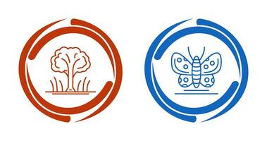 Tree and Butterfly Icon vector