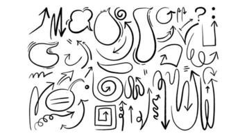 Collection with doodle elements. Big set with arrows, speech bubbles, and different symbols. vector