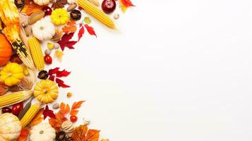 ai generative Autumn Banner, with yellow autumn leaves and copy space for text photo