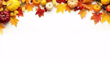 ai generative Autumn Banner, with yellow autumn leaves and copy space for text photo