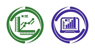 Graph and Laptop Icon vector