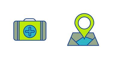 First Aid Kit and Map Icon vector