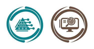 Pyramid Graph and Search Icon vector