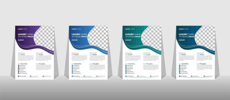 volantes diseño plantilla, real inmuebles volantes diseño manojo, propiedad rebaja volantes diseño, volantes diseño para alquilar. vector