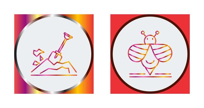 Digging and Bee Icon vector