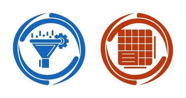 Filtering and Table Data Icon vector