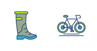 lluvia botas y ciclismo icono vector