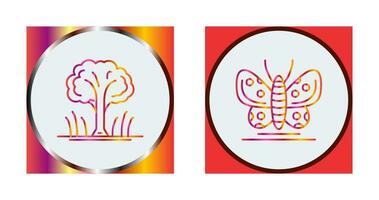 Tree and Butterfly Icon vector