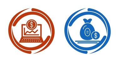 Laptop and Money Bag Icon vector