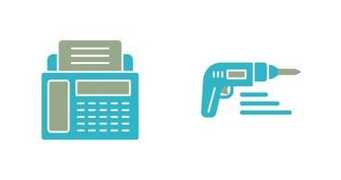 Fax Machine and Drill Icon vector