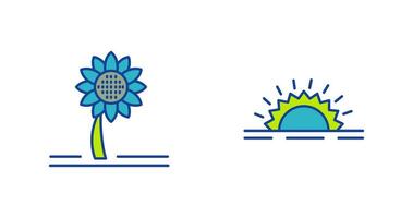 girasol y Brillo Solar icono vector