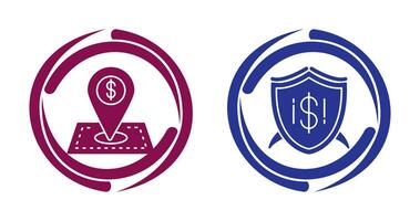 Location and Shield Icon vector