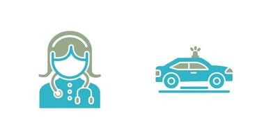 Medical Support and Police Car Icon vector