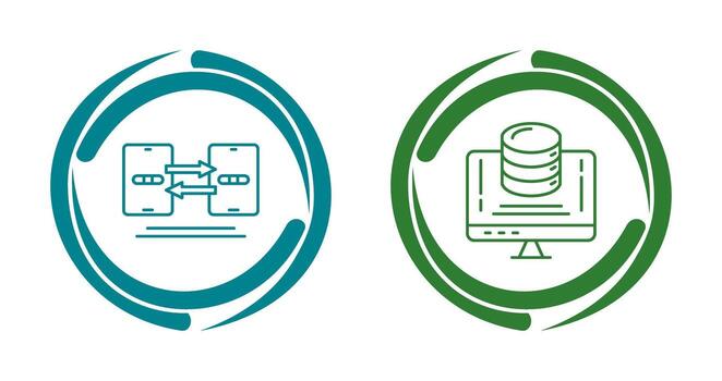datos sincronización y datos almacenamiento icono vector