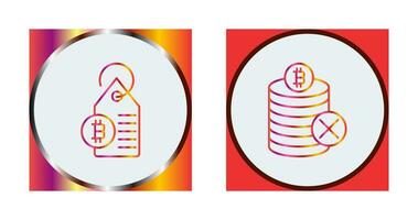 Not Accepted and Bitcoin Label Tag Icon vector