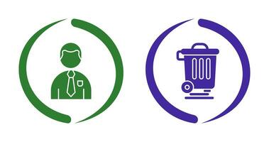 Employee and Dustbin Icon vector