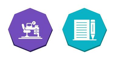 Office Desk and Note Icon vector