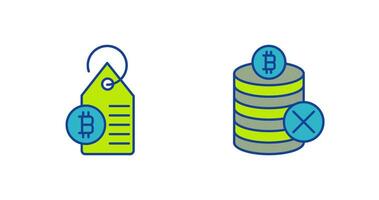 Not Accepted and Bitcoin Label Tag Icon vector