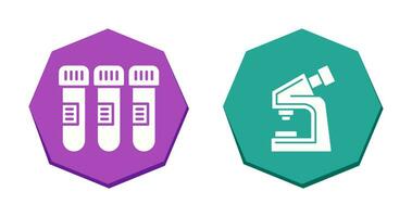 prueba tubo y microscopio icono vector