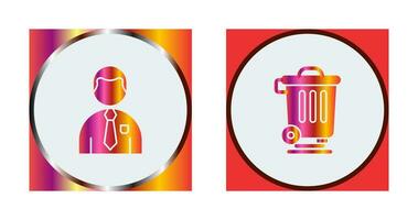 Employee and Dustbin Icon vector