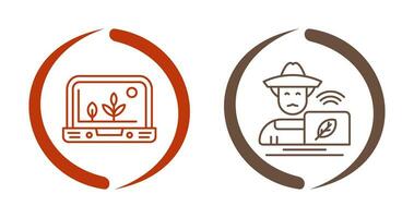 Smart Farm and Farmer Icon vector
