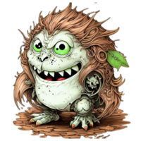 schattig monster tekenfilm PNG transparant achtergrond ai generatief