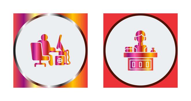 Computer Worker and Office Reception Icon vector