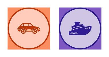 coche y Embarcacion icono vector