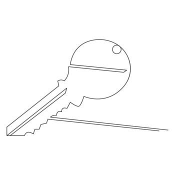Continuous single line lock key outline vector art  drawing