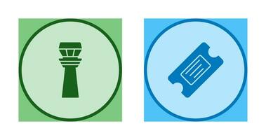 Control Tower and Ticket Icon vector