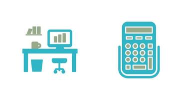 oficina escritorio y calculadora icono vector